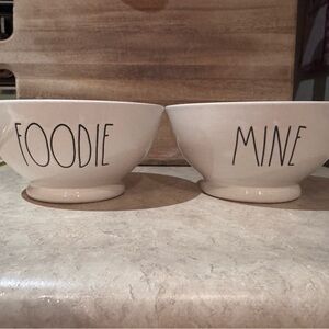 Rae Dunn Cream 'Foodie' and 'Mine' Bowls